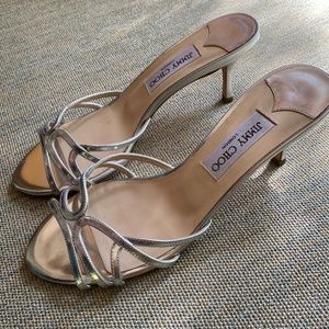 Jimmy Choo Silver Slide Heeled Sandals